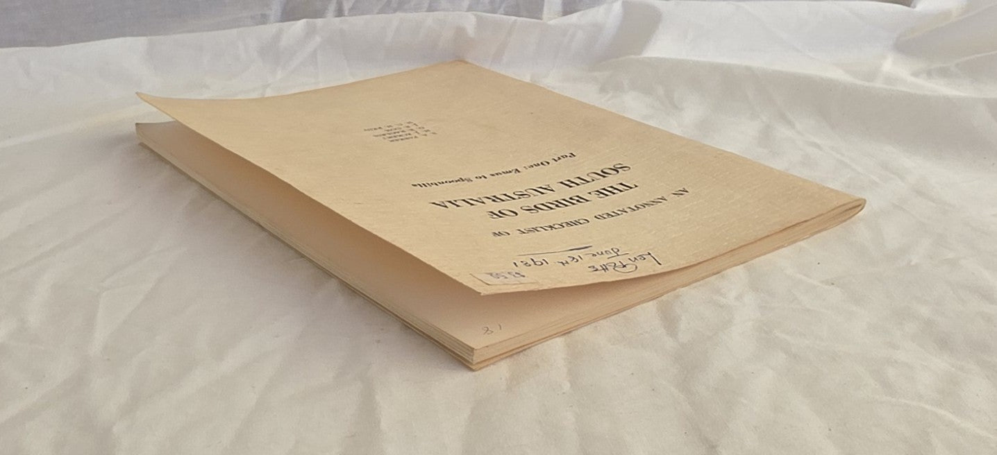 An Annotated Checklist of The Birds of South Australia by S.A. Parker, H.J. Eckert, G.B. Ragless, J.B. Cox and N.C.H. Reid