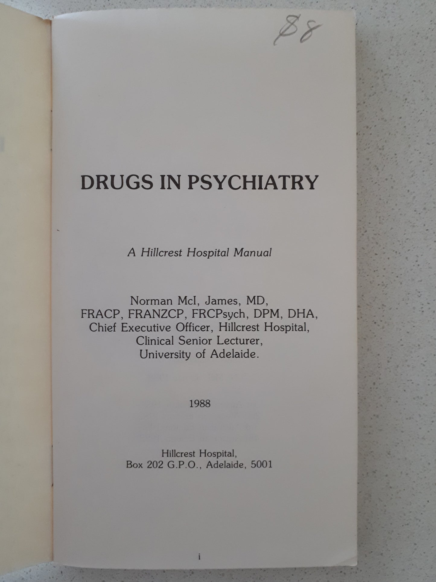 Drugs In Psychiatry - A Hillcrest Hospital Manual