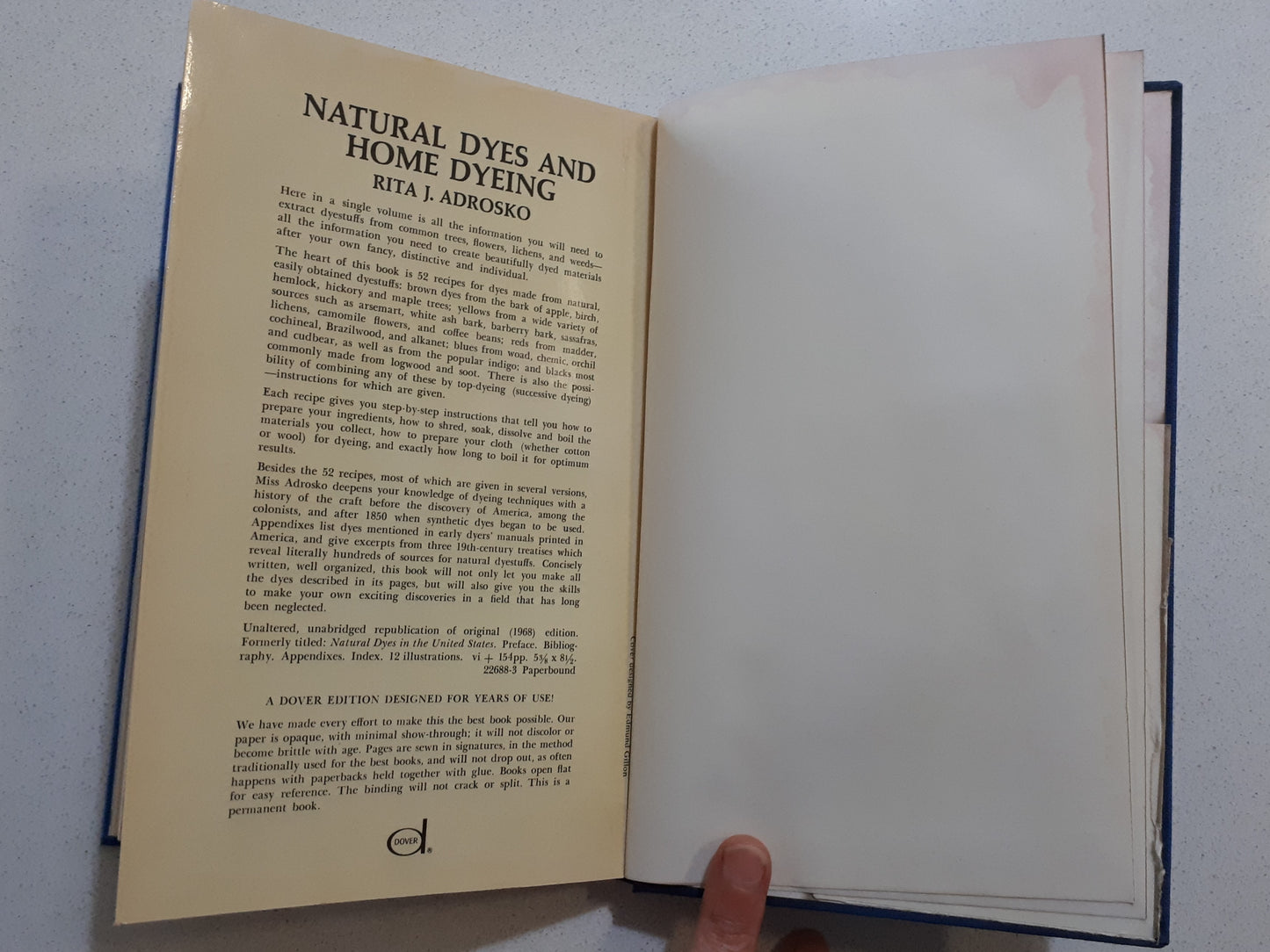 Natural Dyes And Home Dyeing by Rita J. Adrosko