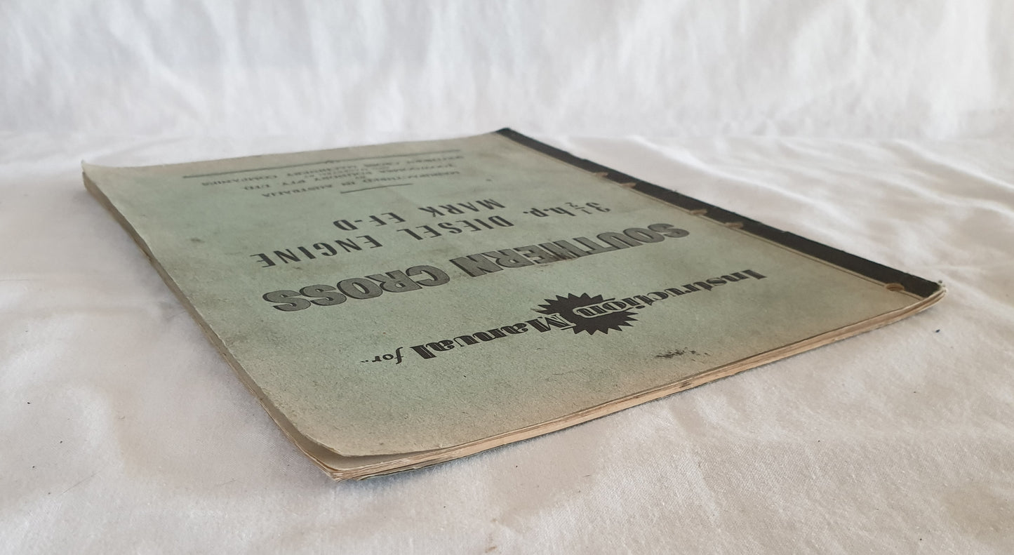 Instruction Manual for Southern Cross 3 1/2 h.p. Diesel Engine Mark EF-D