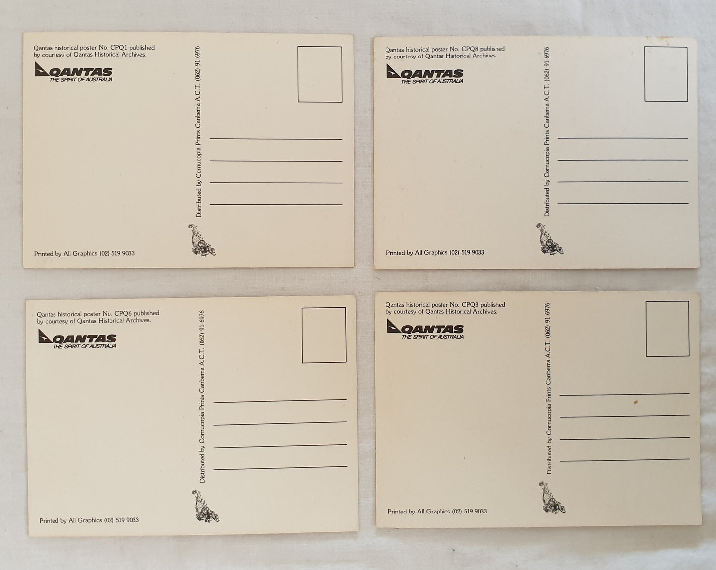 Qantas Postcards - set of 4