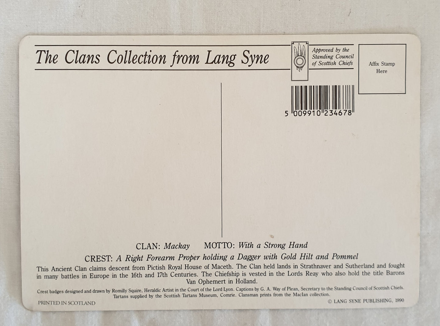 Clan Mackay Postcard by The Clans Collection from Lang Syne