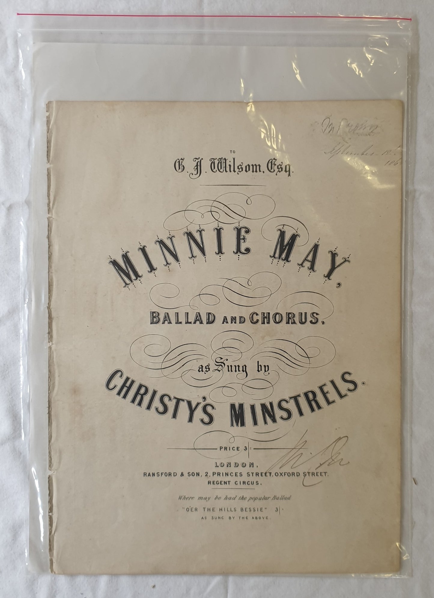 Minnie May As sung by Christy’s Minstrels