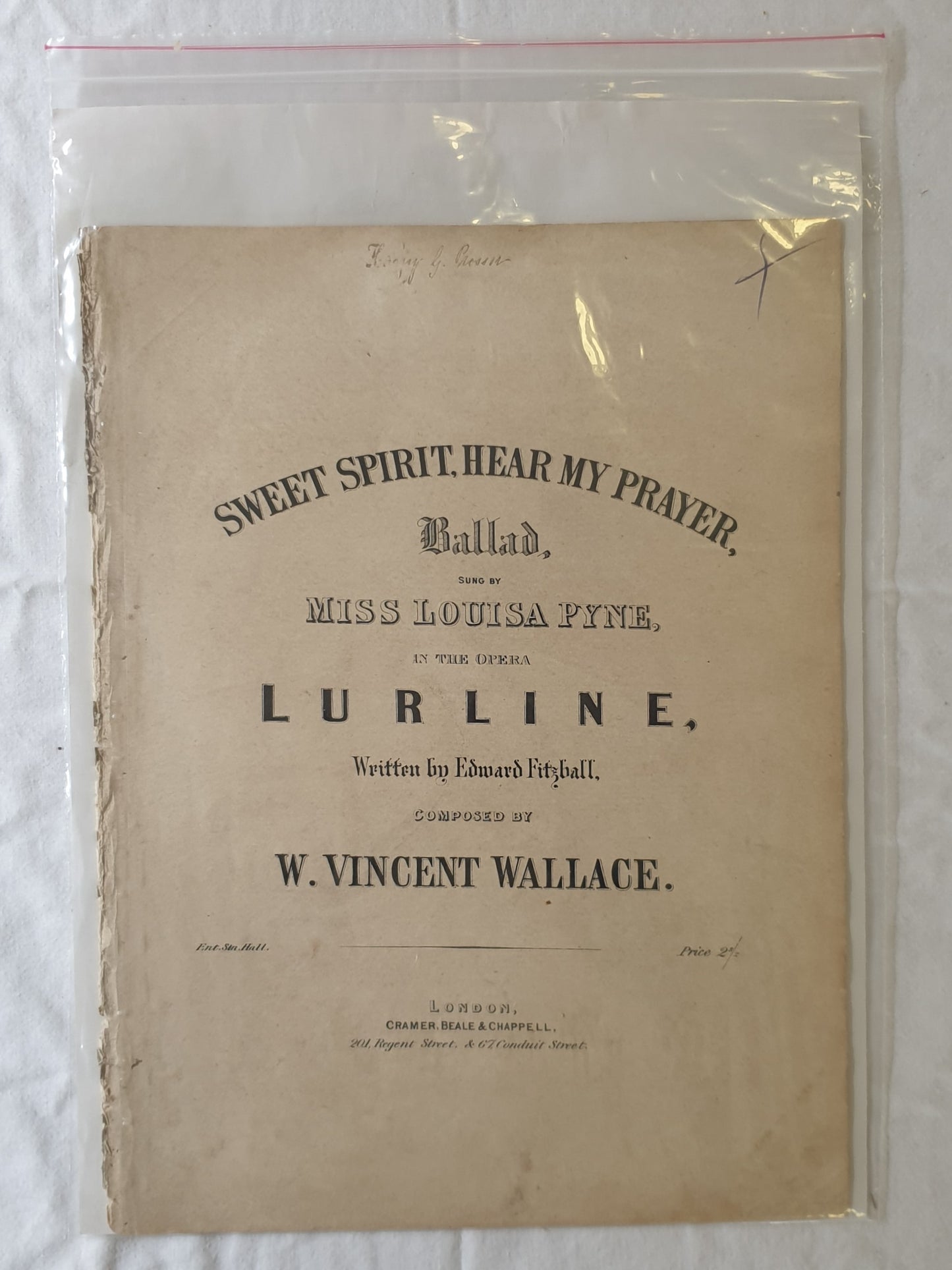 Sweet Spirit, Hear My Prayer Written by Edward Fitzball