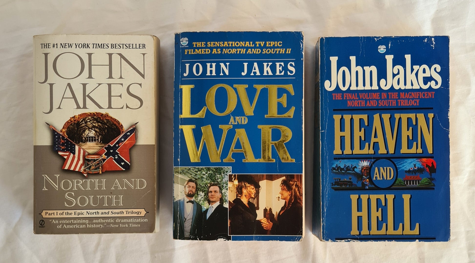 North and South Trilogy  by John Jakes  Complete Trilogy includes all three books, North and South, Love and War, Heaven and Hell