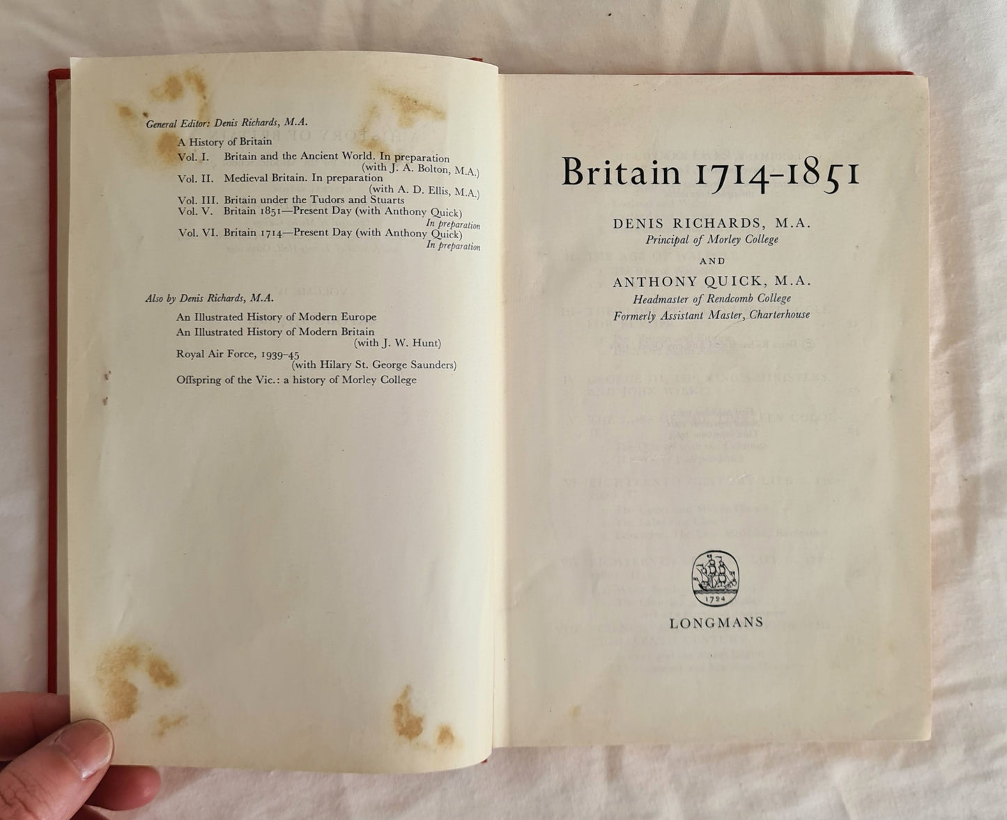 Britain 1714-1851 by Denis Richards and Anthony Quick