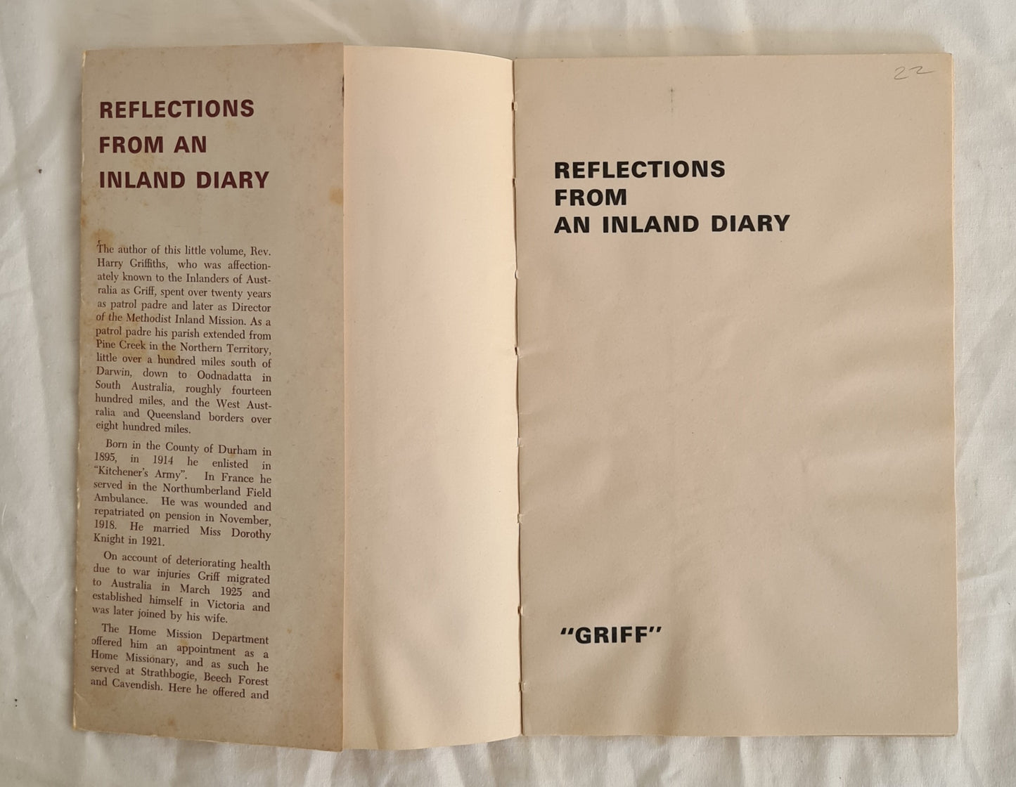Reflections From An Inland Diary by Harry Griffiths “Griff”