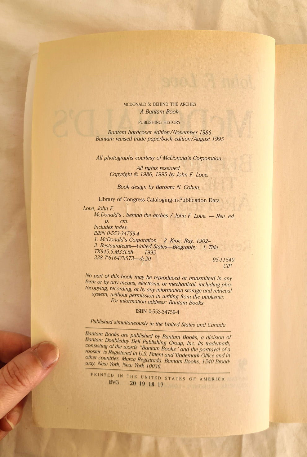 McDonald’s Behind the Arches by John F. Love – Morgan's Rare Books