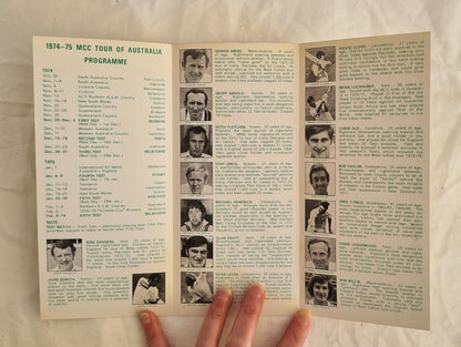 MCC Tour of Australia Programme 1974-1975