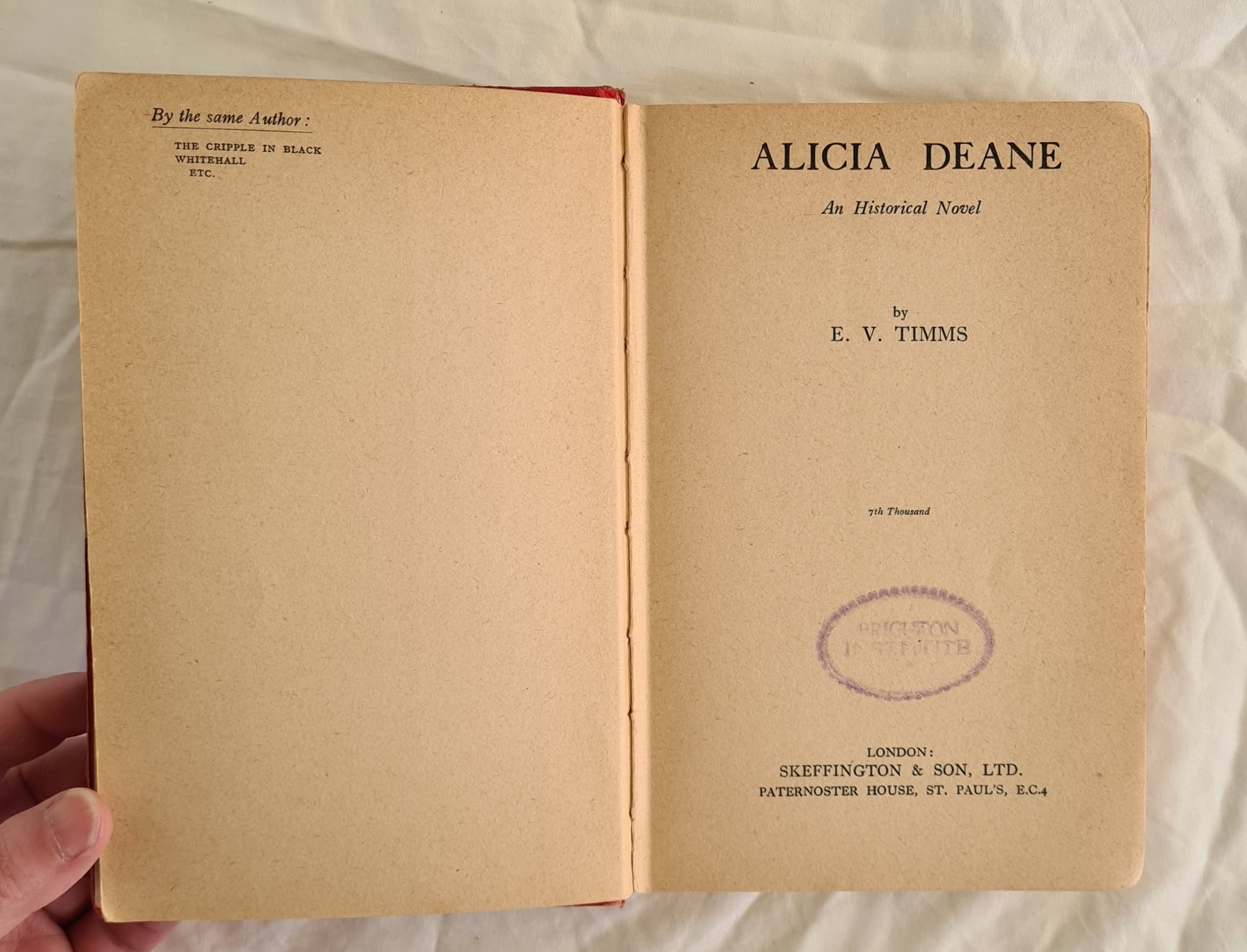 Alicia Deane  An Historical Novel  by E. V. Timms