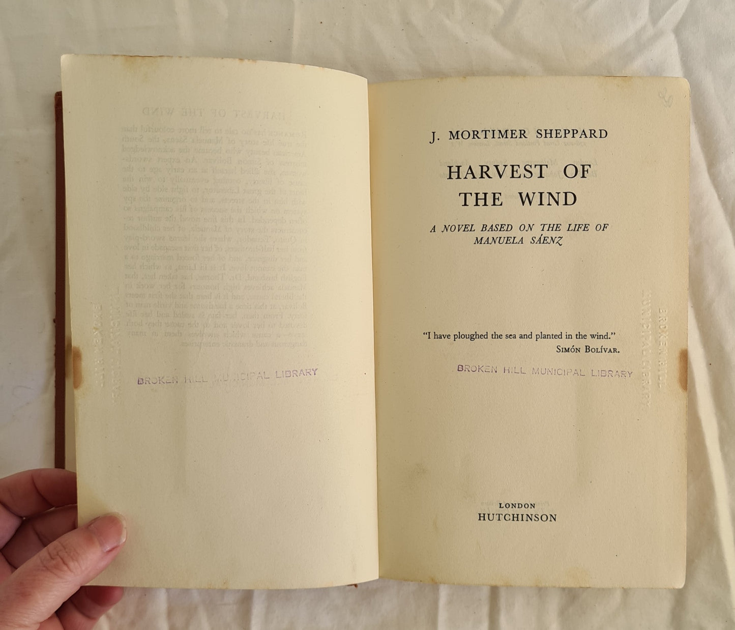 Harvest of the Wind  A Novel Based on The Life of Manuela Saenz  by J. Mortimer Sheppard