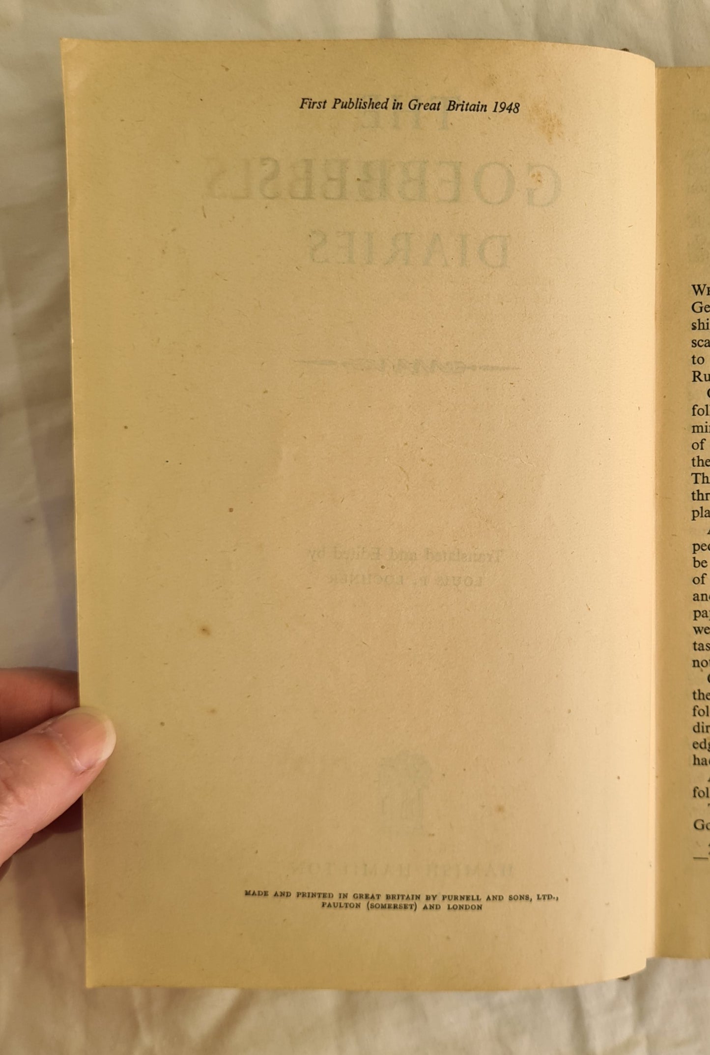 The Goebbels Diaries by Louis P. Lochner