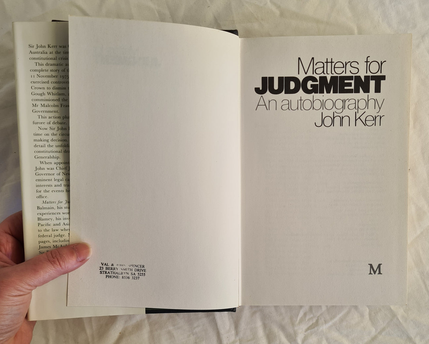 Matters for Judgement by John Kerr