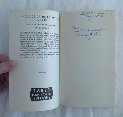 A Choice of de la Mare’s Verse by W. H. Auden
