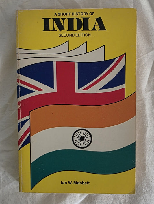 Book cover of 'A Short History of India' with British and Indian flags on a yellow background