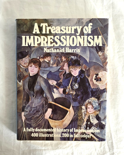 Book cover of 'A Treasury of Impressionism' by Nathaniel Harris on a textured white background