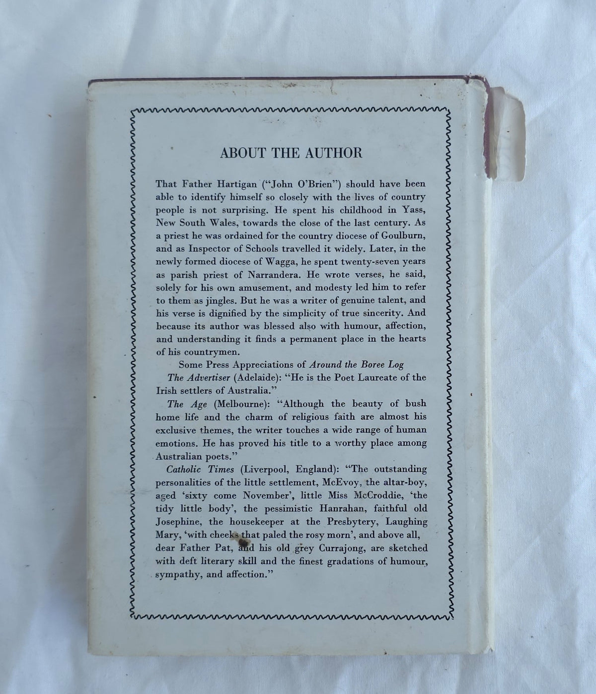 Around the Boree Log And Other Verses by John O’Brien