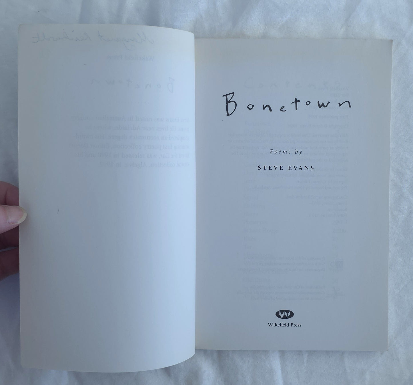 Bonetown by Steve Evans (inscribed)