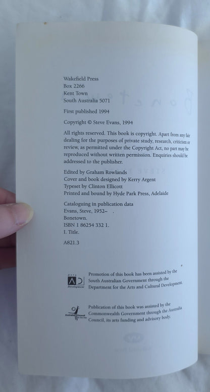 Bonetown by Steve Evans (inscribed)