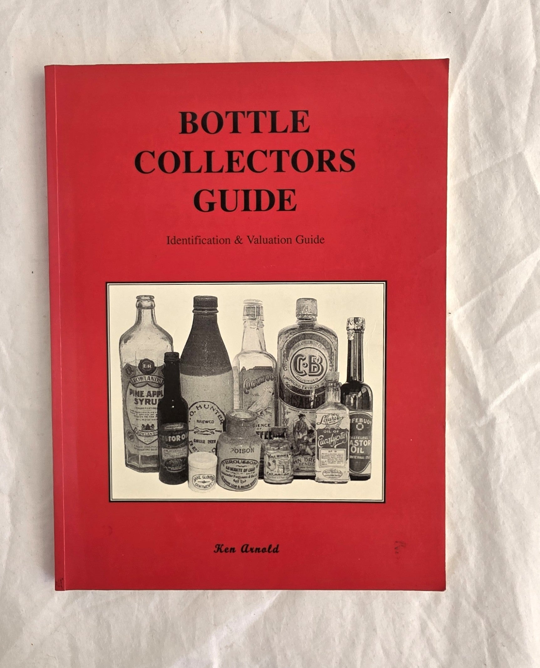 Book titled 'Bottle Collectors Guide' on a textured white background