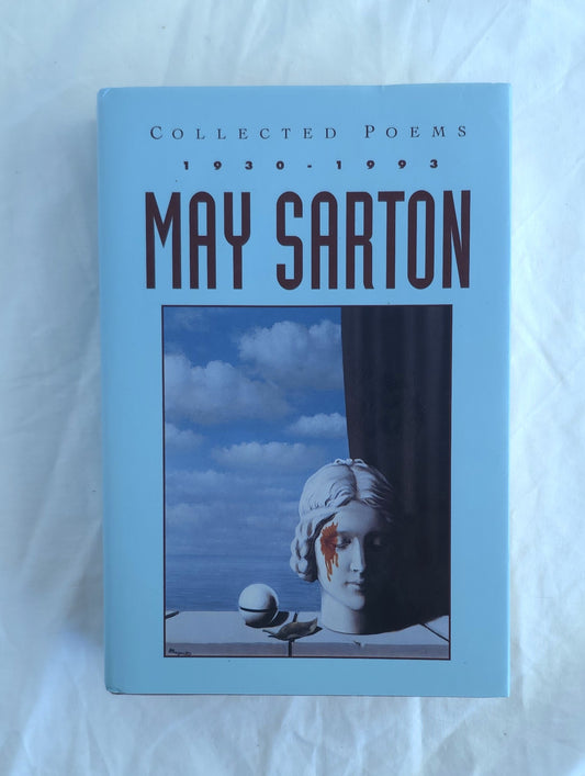 Book cover of 'Collected Poems 1930-1993' by May Sarton with a classical statue design on a light blue background.