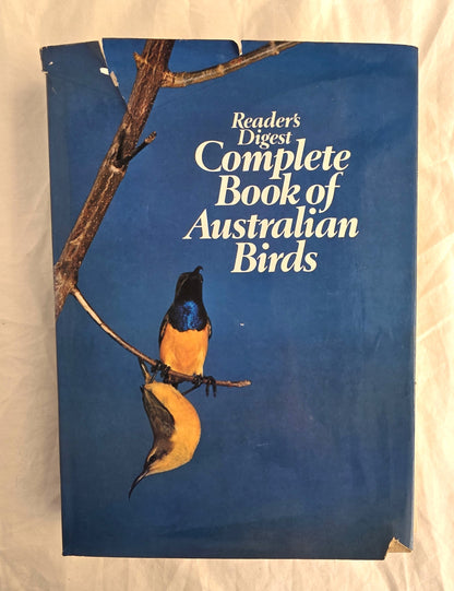 Book cover of 'Reader's Digest Complete Book of Australian Birds' with a bird illustration on a blue background.