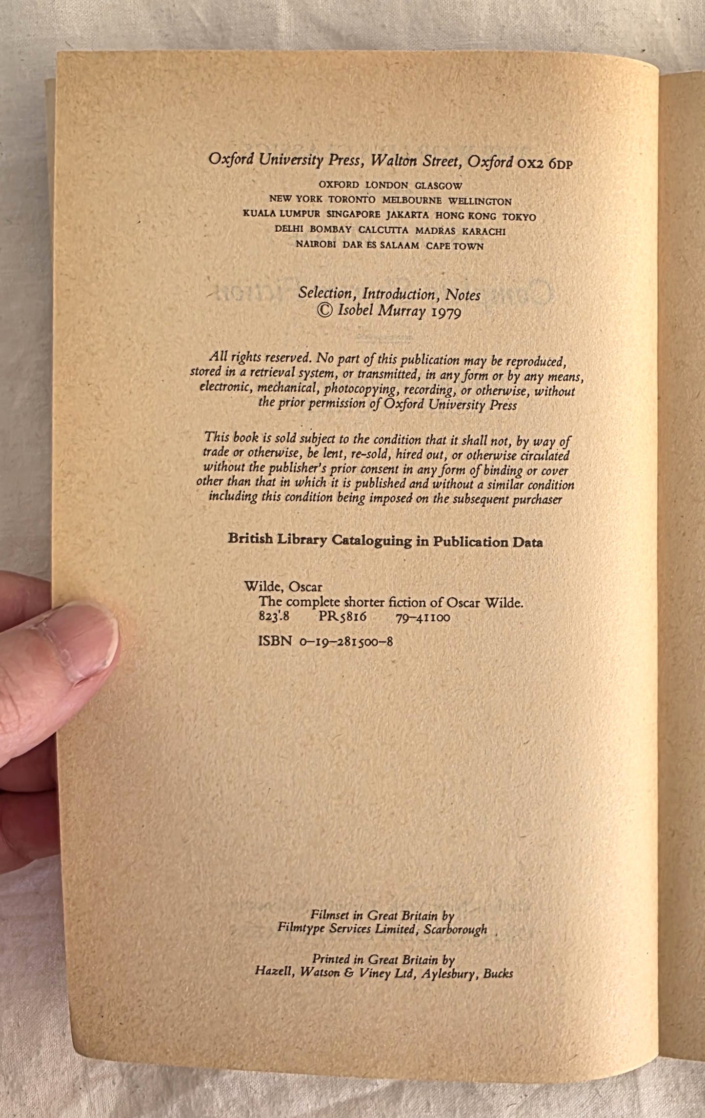 Oscar Wilde Complete Shorter Fiction by Isobel Murray