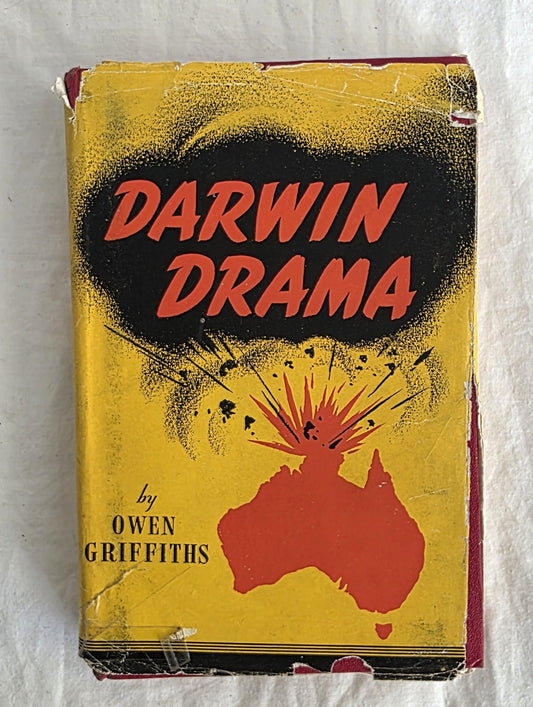 Book cover of 'Darwin Drama' by Owen Griffiths with a yellow background and red text.