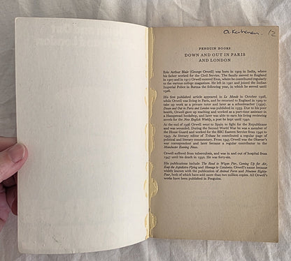 Down and Out in Paris and London by George Orwell (Penguin)