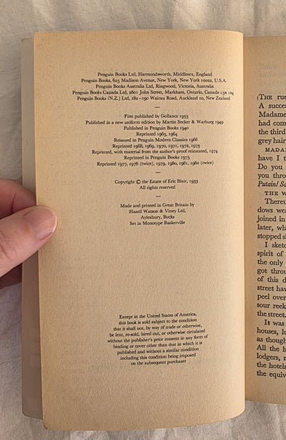 Down and Out in Paris and London by George Orwell (Penguin)