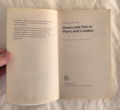 Down and Out in Paris and London by George Orwell