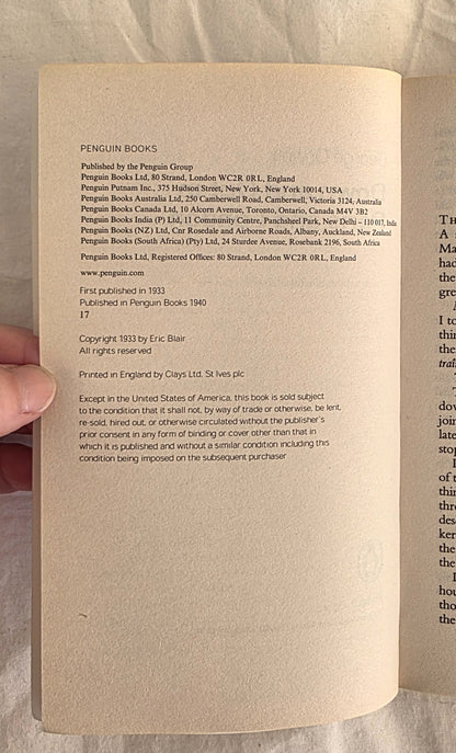 Down and Out in Paris and London by George Orwell