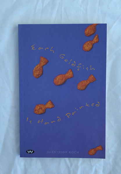 Book cover with goldfish illustrations on a blue background