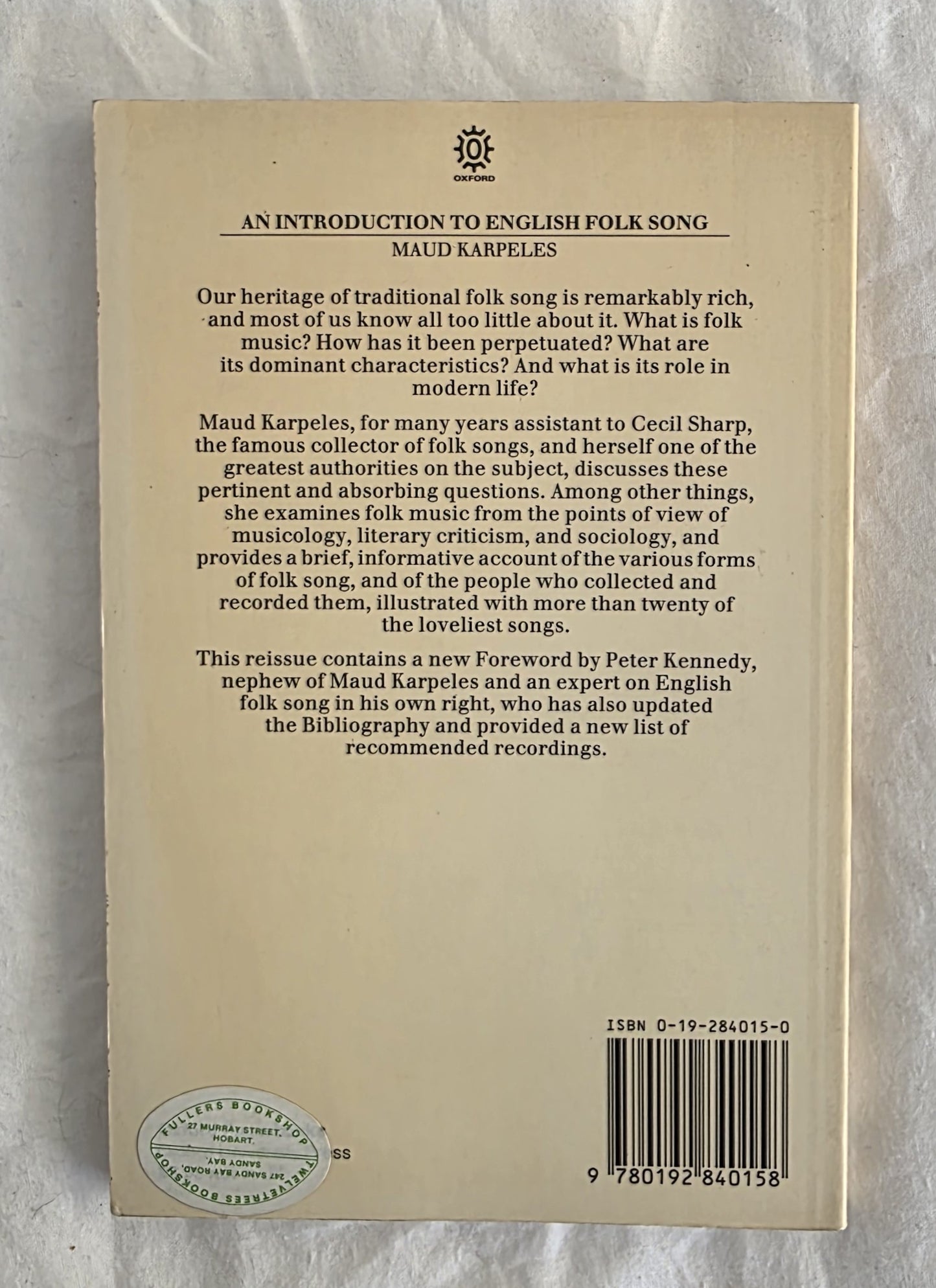 An Introduction to English Folk Song by Maud Karpeles