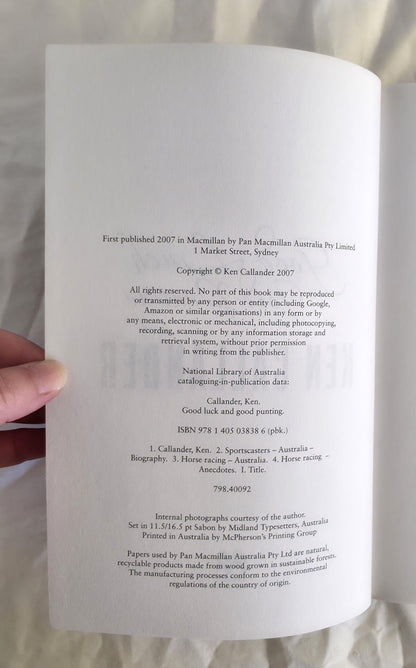 Good Luck and Good Punting by Ken Callander