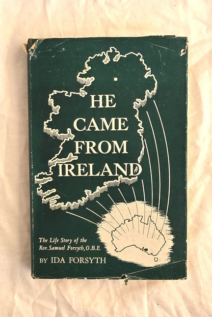 Book cover of 'He Came from Ireland' with a map design on a textured background