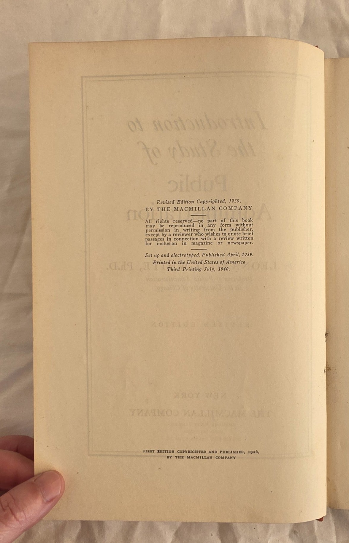 Introduction to the Study of Public Administration by Leonard D. White