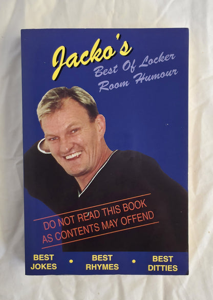 Book cover of 'Jacko's Best of Locker Room Humor' with a man's face and humorous text.