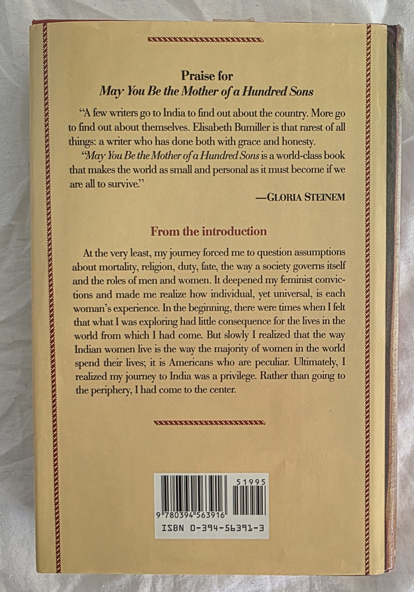 May You Be the Mother of a Hundred Sons by Elisabeth Bumiller