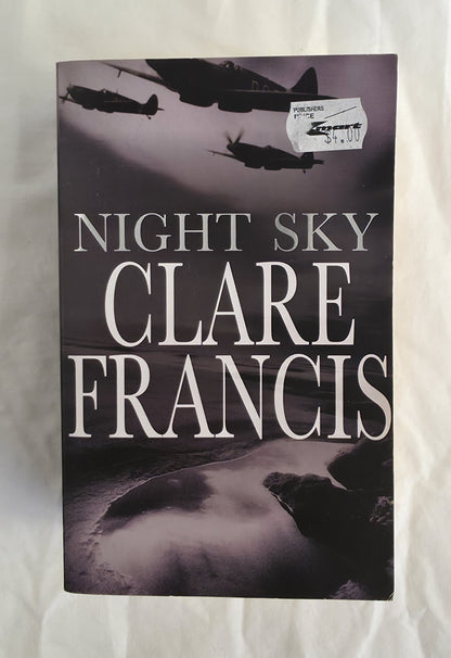 Book cover of 'Night Sky' by Clare Francis with airplane silhouettes on a dark background.