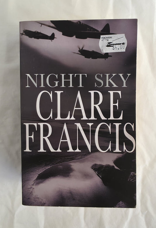 Book cover of 'Night Sky' by Clare Francis with airplane silhouettes on a dark background.