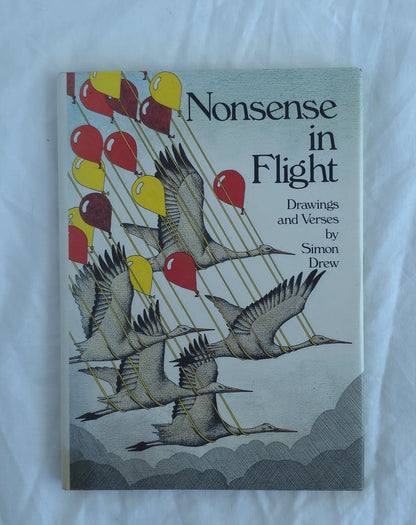 Book cover of 'Nonsense in Flight' with birds and balloons on a light blue background