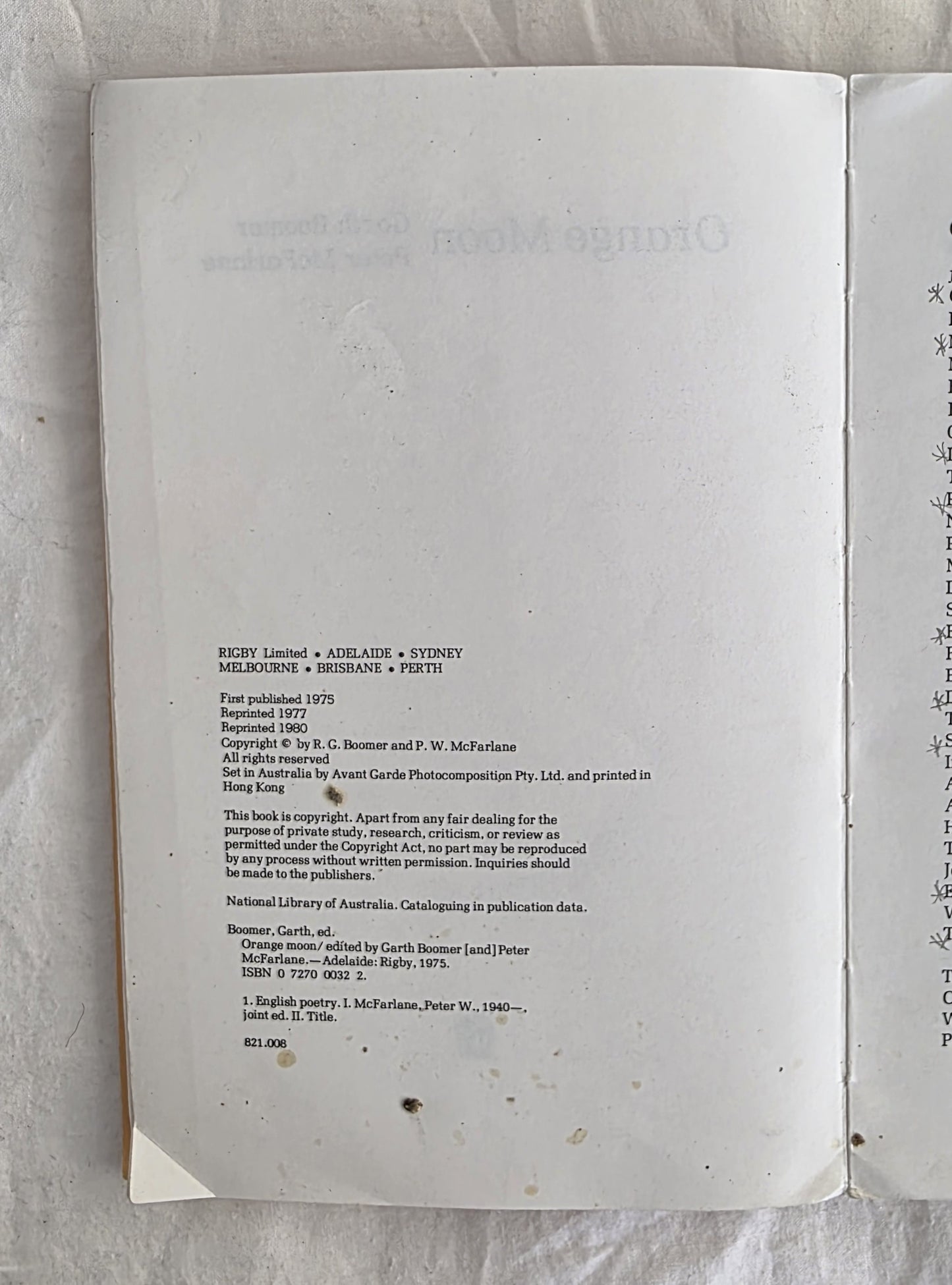 Orange Moon by Garth Boomer and Peter McFarlane