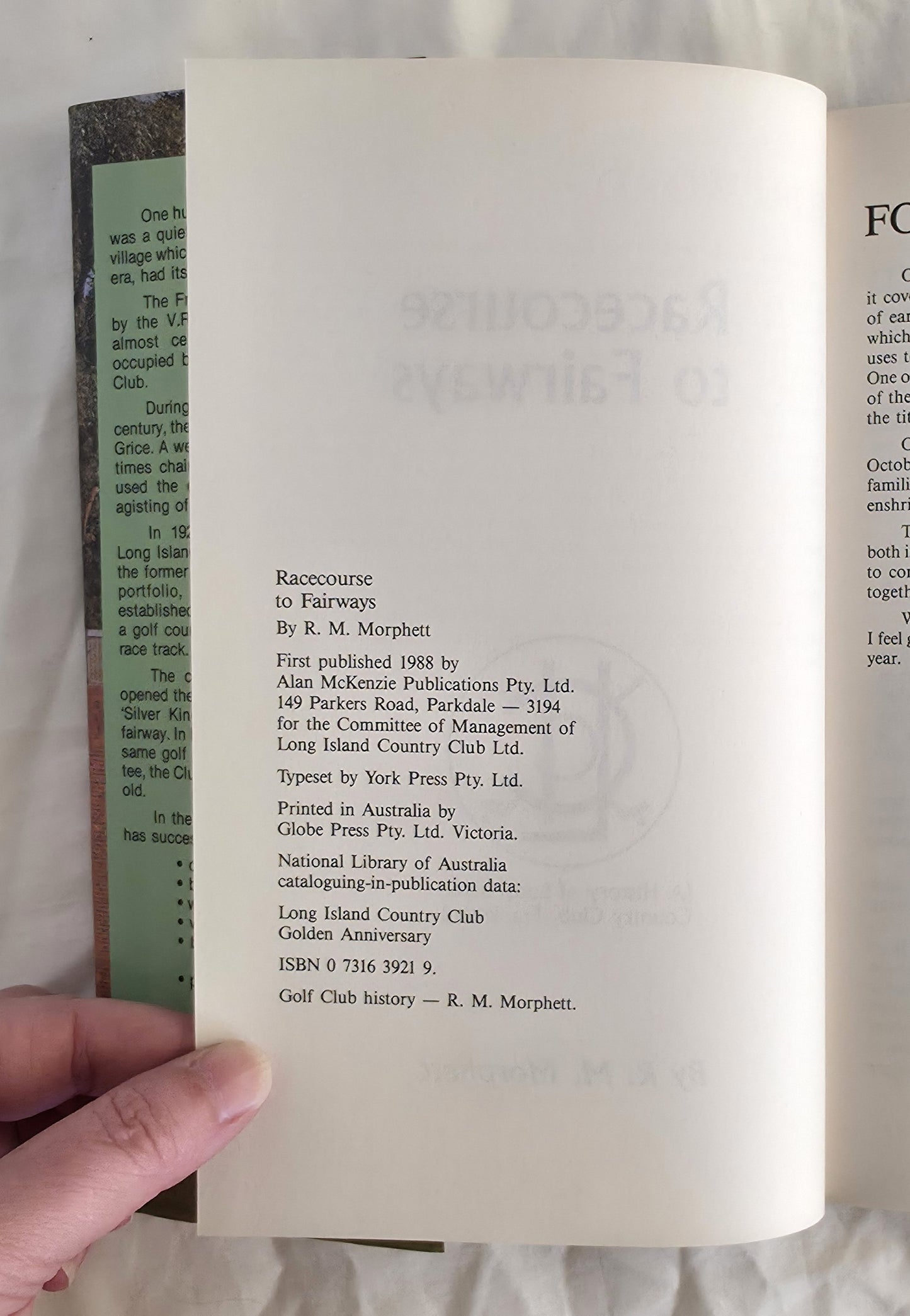 Racecourse to Fairways by R. M. Morphett