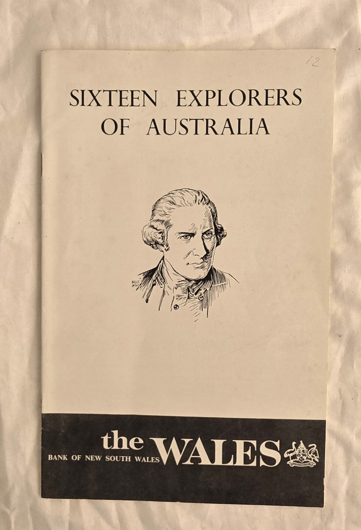 Booklet cover titled 'Sixteen Explorers of Australia' with a portrait and Bank of New South Wales logo.