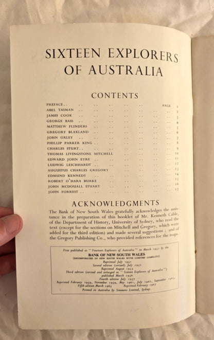 Sixteen Explorers of Australia (1967) by The Wales Bank of New South Wales