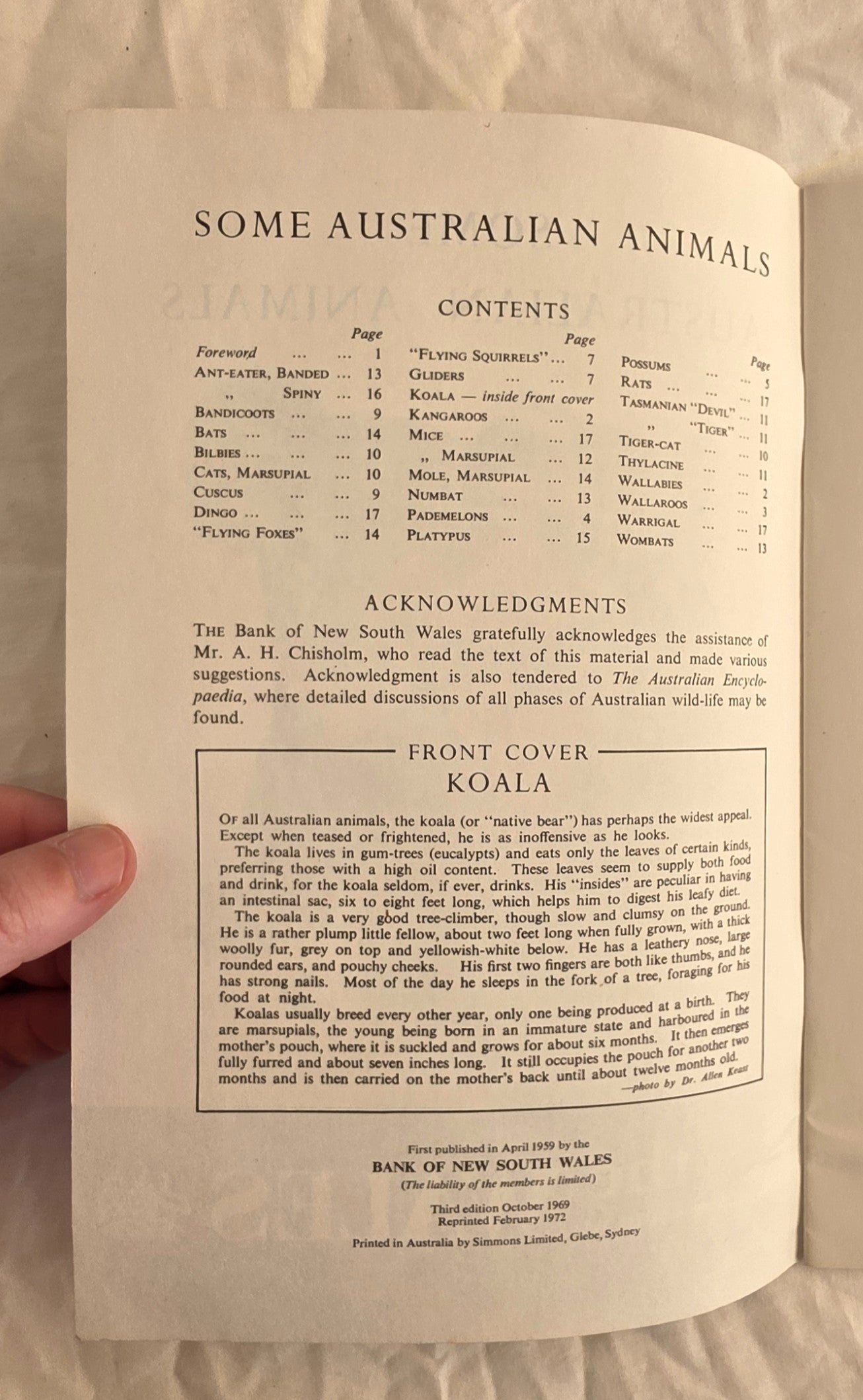 Some Australian Animals by The Wales Bank of New South Wales