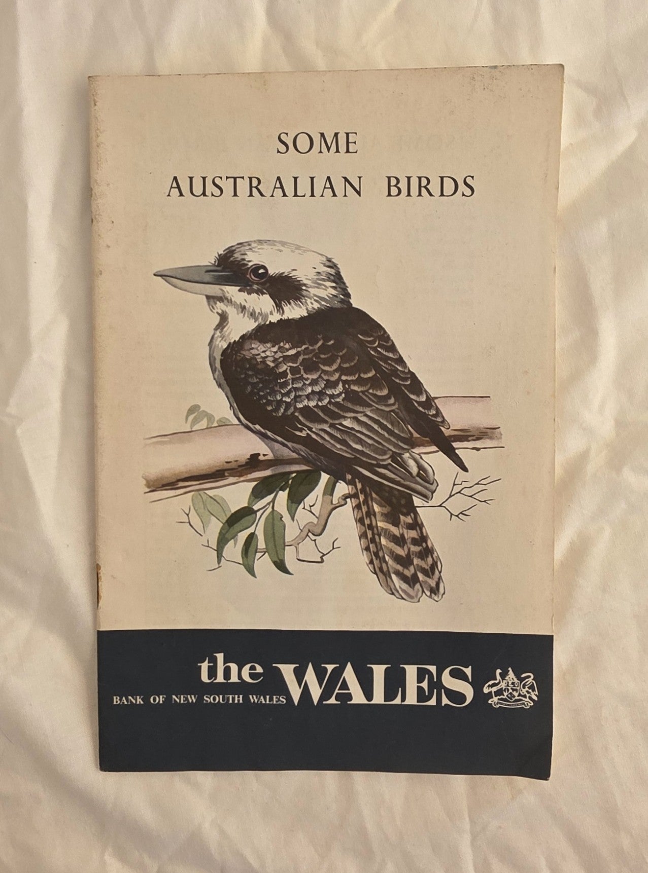 Booklet cover featuring an illustration of a kookaburra with text about Australian birds and the Bank of New South Wales.