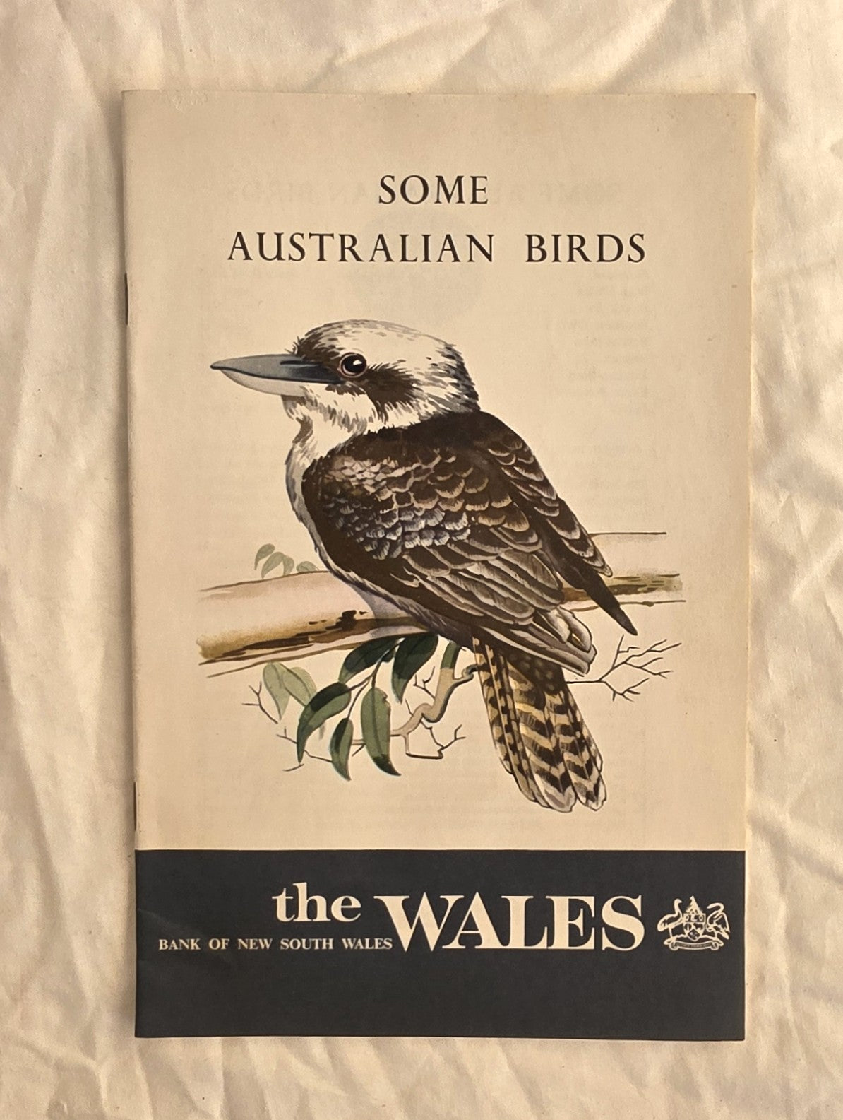 Booklet cover with illustration of a bird and text about Australian birds from the Bank of New South Wales