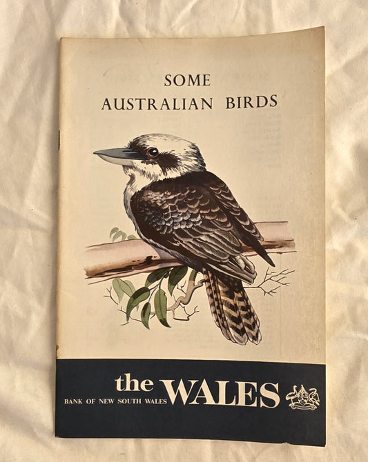 Booklet cover with a kookaburra illustration and text about Australian birds, featuring the Bank of New South Wales.